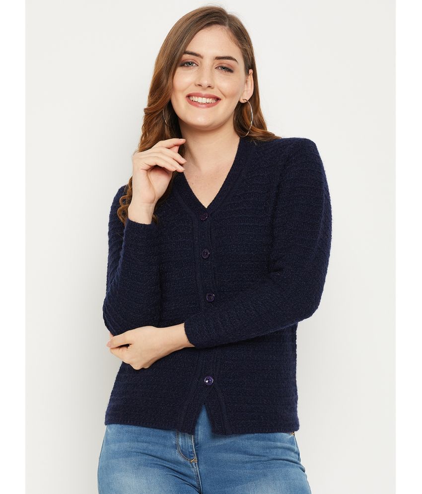     			zigo Woollen V Neck Women's Buttoned Cardigans - Navy ( )