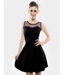 Miss Chase Cotton Solid Above Knee Women's A-line Dress - Black ( Pack of 1 )