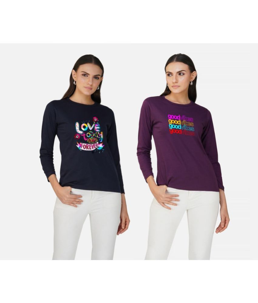     			CHOZI - Multi Color Cotton Regular Fit Women's T-Shirt ( Pack of 2 )