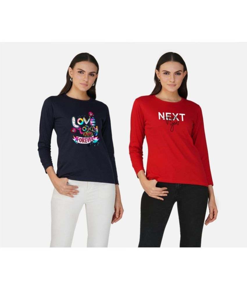     			CHOZI - Multi Color Cotton Regular Fit Women's T-Shirt ( Pack of 2 )