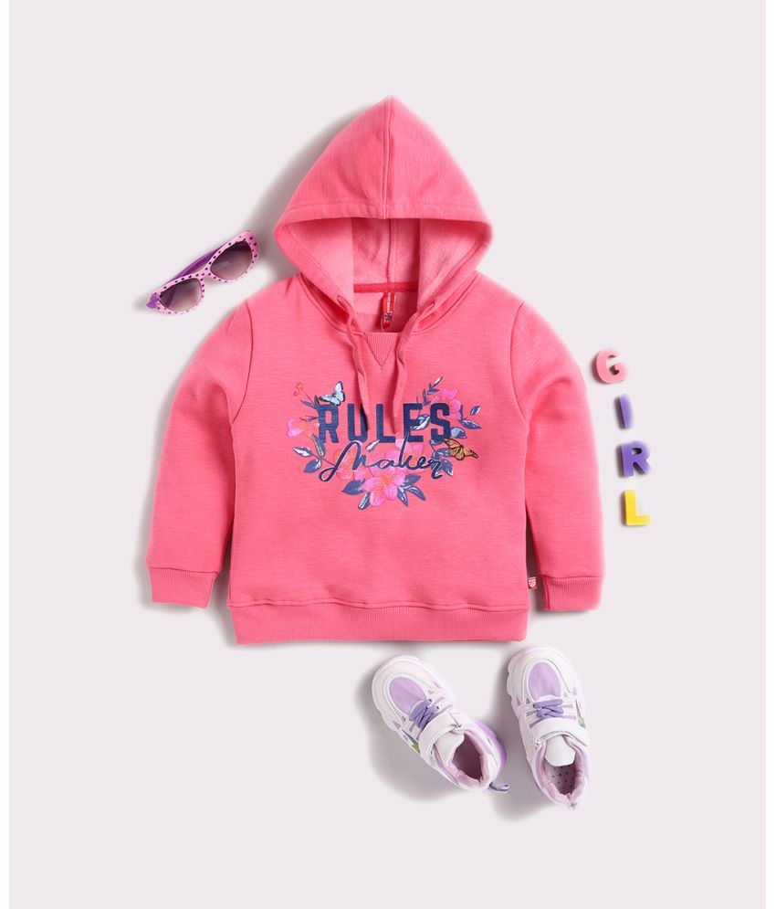     			Game Begins girls fullsleeve chest print hooded sweatshirt