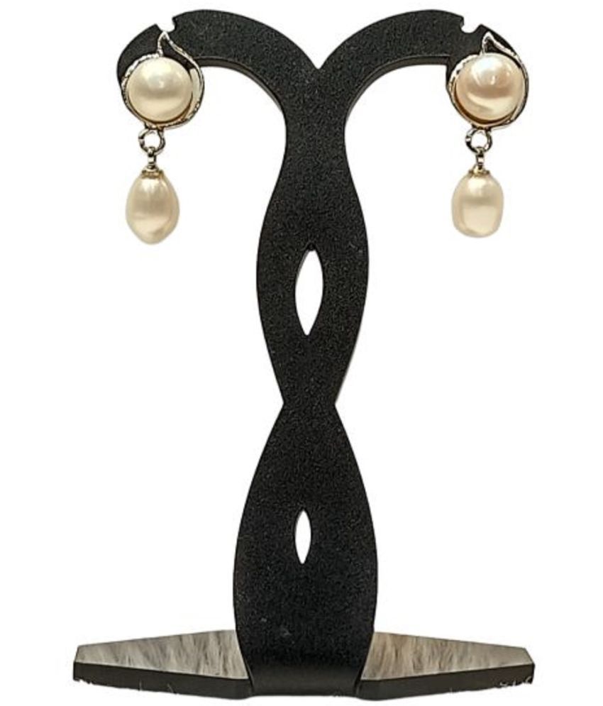     			Mannatraj Pearls & Jewellers - White Pearl Earrings ( Pack of 1 )