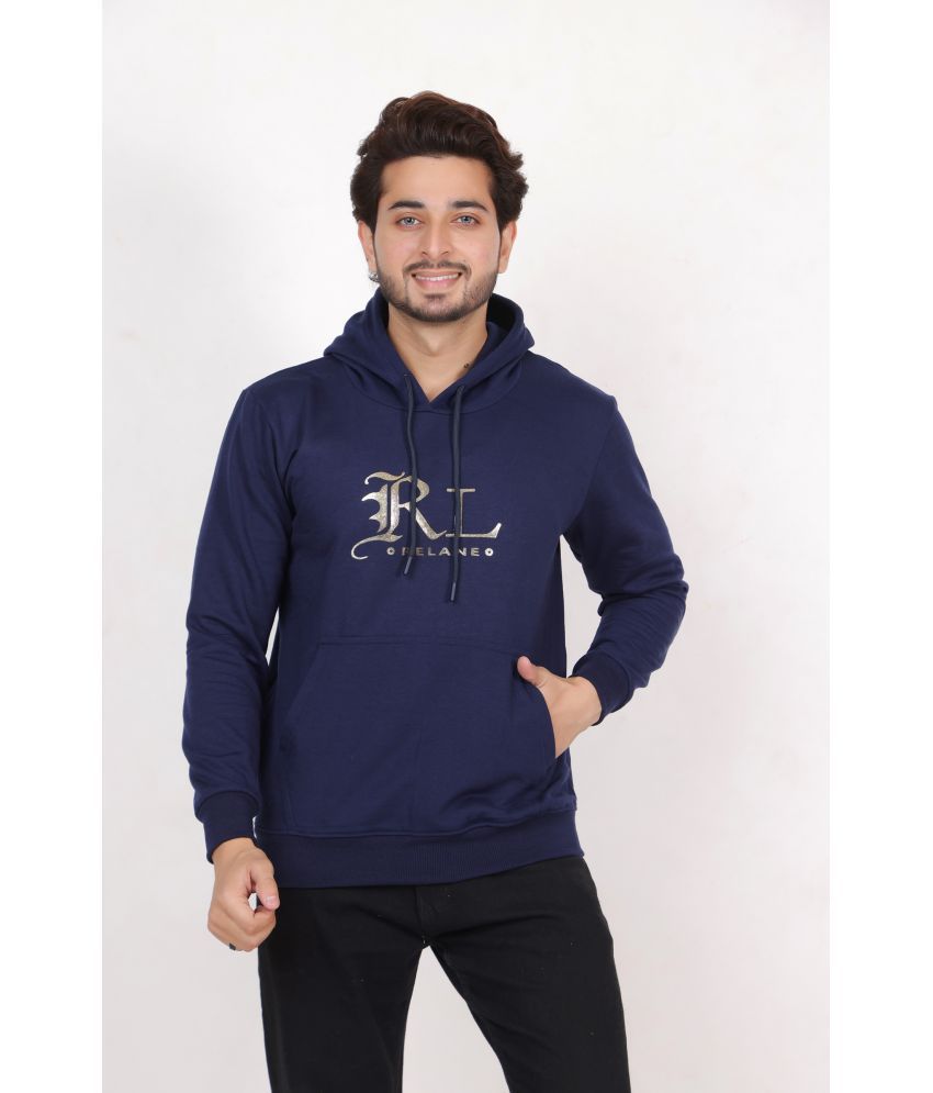     			RELANE Fleece Hooded Men's Sweatshirt - Navy ( Pack of 1 )