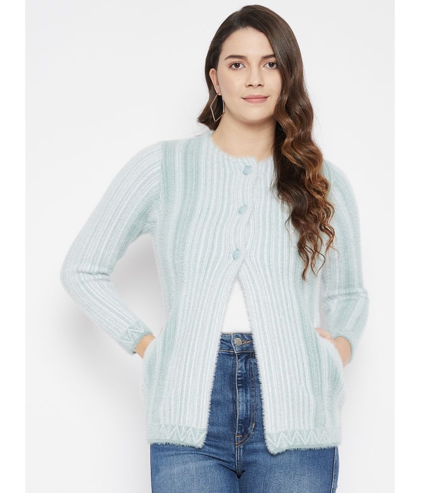     			zigo Woollen Round Neck Women's Buttoned Cardigans - Blue ( Single )