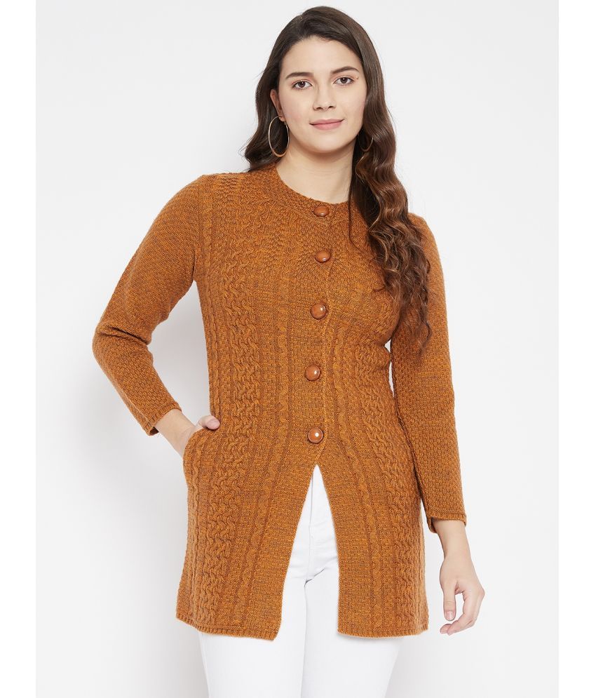     			zigo Woollen Round Neck Women's Buttoned Cardigans - Yellow ( Single )