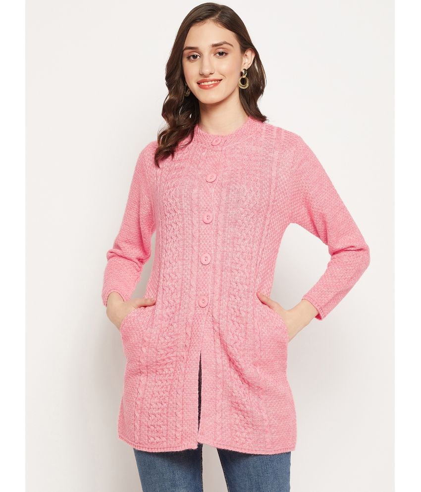     			zigo Woollen Round Neck Women's Buttoned Cardigans - Pink ( )