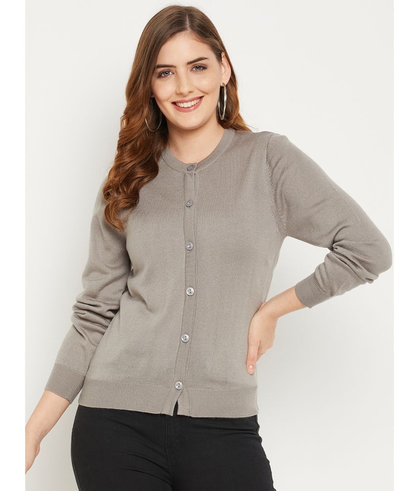     			zigo Woollen Round Neck Women's Buttoned Cardigans - Grey ( )