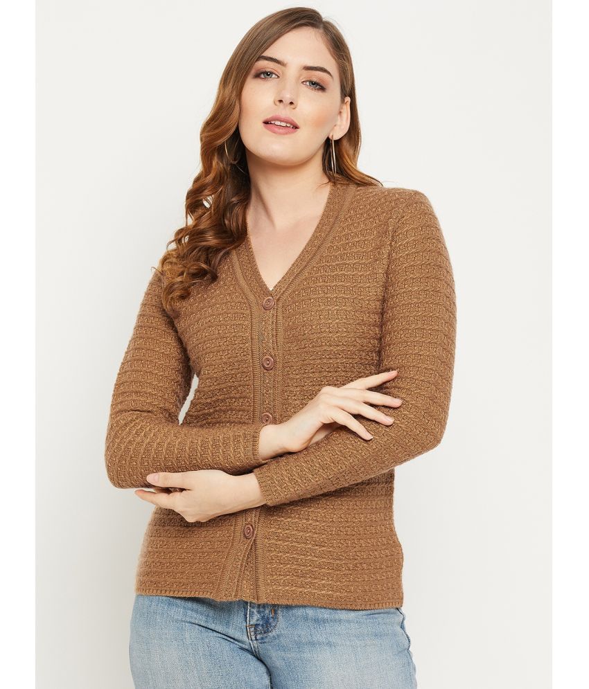     			zigo Woollen V Neck Women's Buttoned Cardigans - Brown ( )