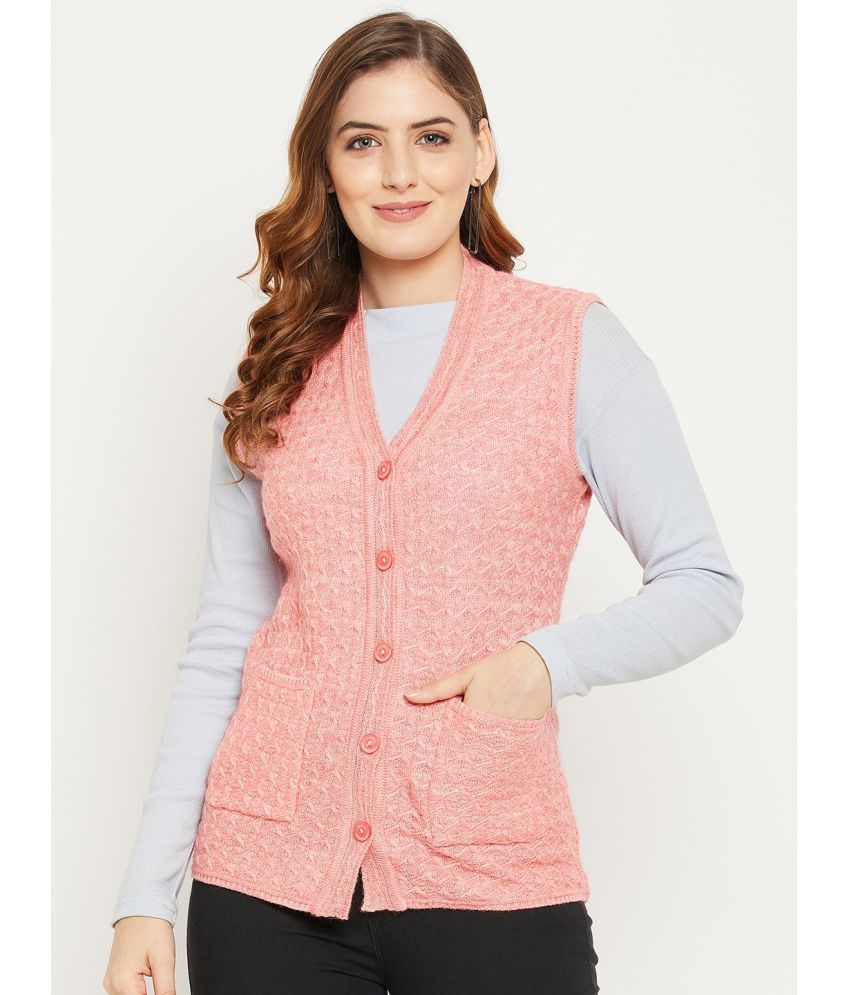     			zigo Woollen V Neck Women's Buttoned Cardigans - Pink ( )