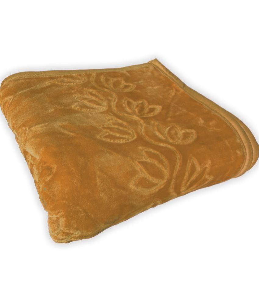     			CG HOMES - Mink Floral Double Blanket ( 200 cm x 205 cm ) Pack of 1 - Mustard