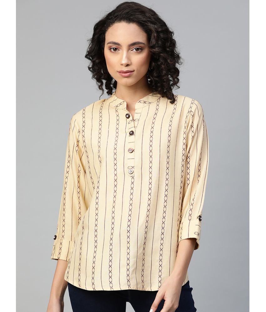     			HIGHLIGHT FASHION EXPORT - Beige Rayon Women's Regular Top ( Pack of 1 )