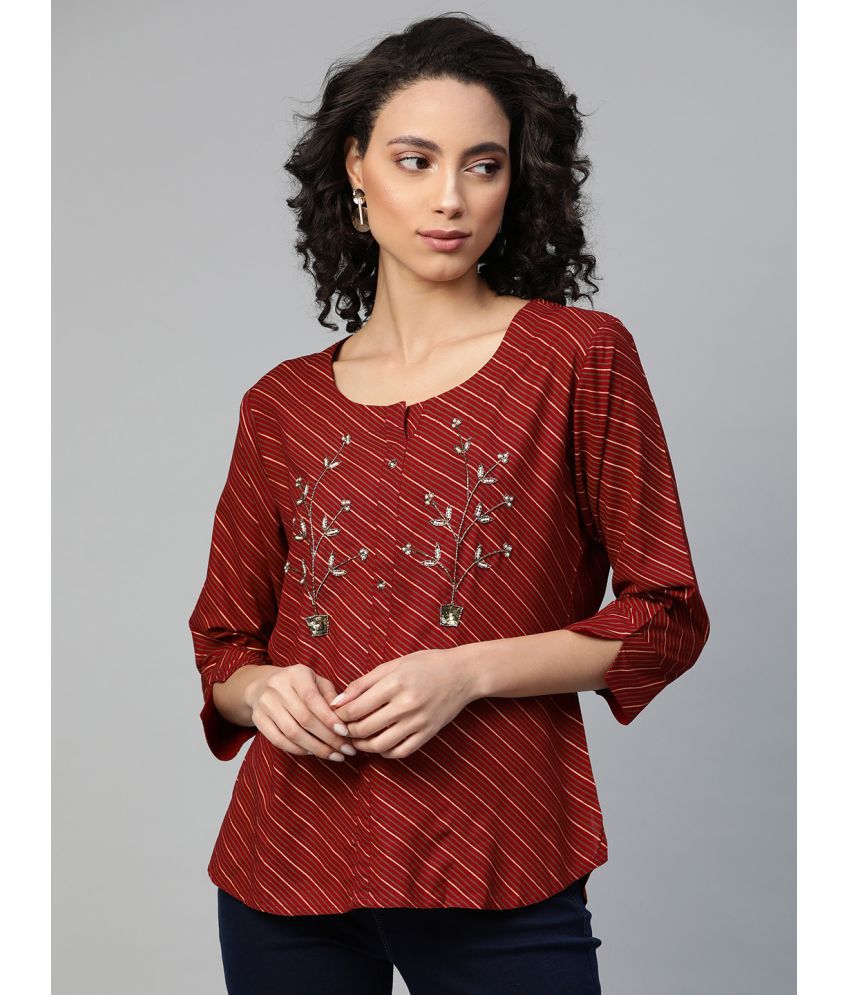    			HIGHLIGHT FASHION EXPORT - Maroon Rayon Women's Regular Top ( Pack of 1 )
