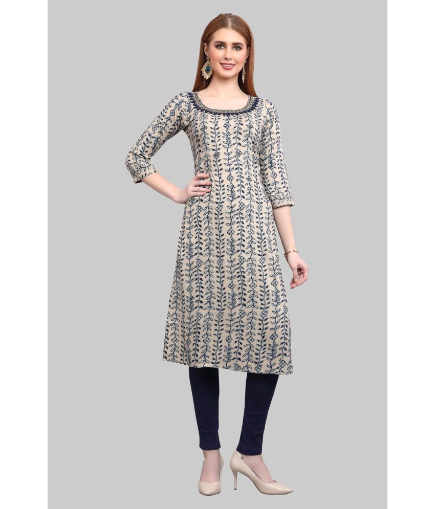     			I2Q Rayon Embroidered Straight Women's Kurti - Blue ( Pack of 1 )