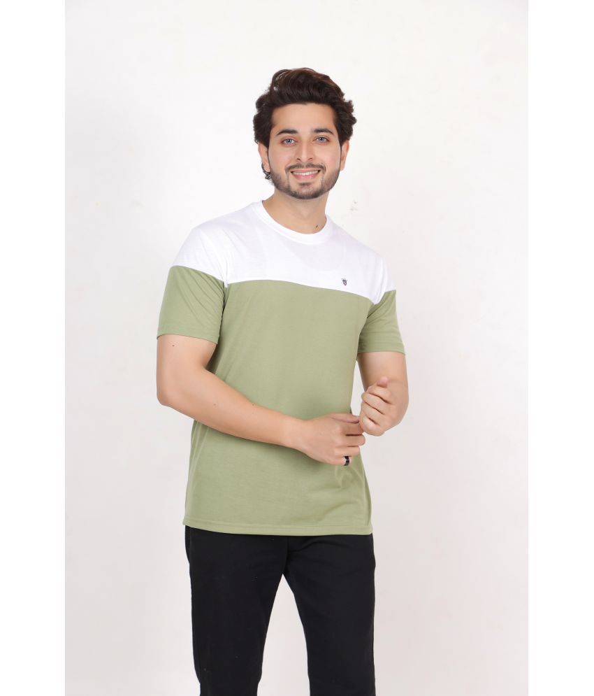     			RELANE Cotton Blend Regular Fit Colorblock Half Sleeves Men's T-Shirt - Green ( Pack of 1 )
