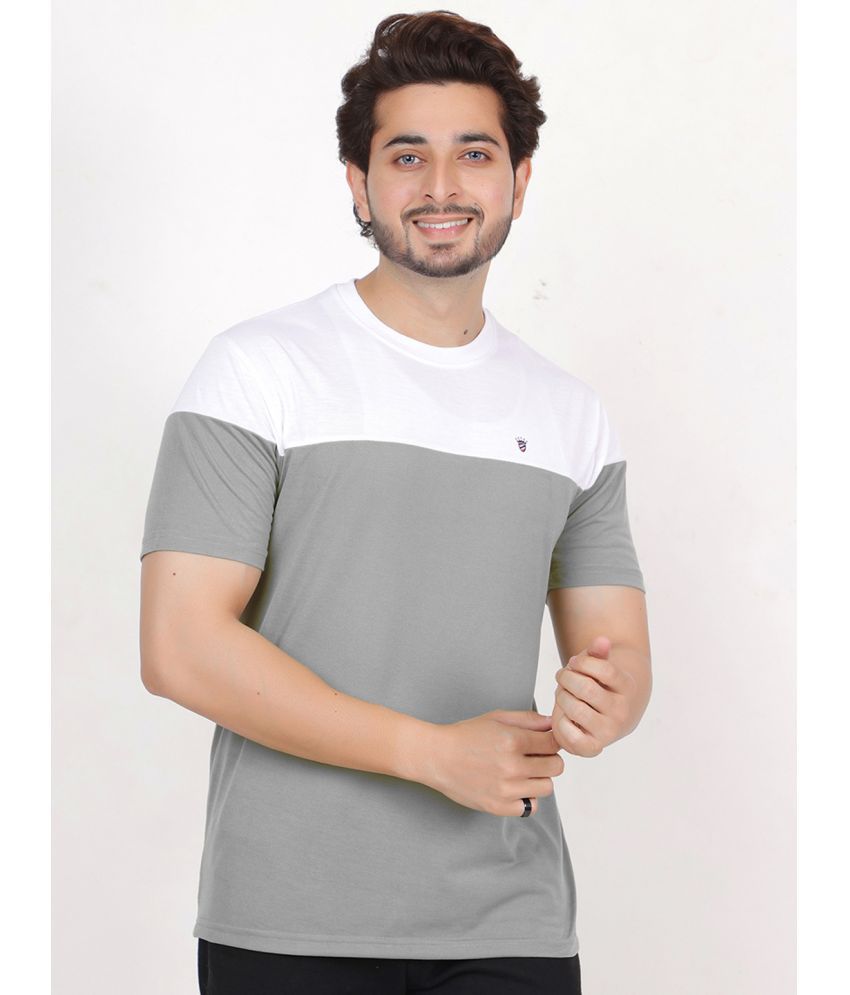     			RELANE Cotton Blend Regular Fit Colorblock Half Sleeves Men's T-Shirt - Grey ( Pack of 1 )