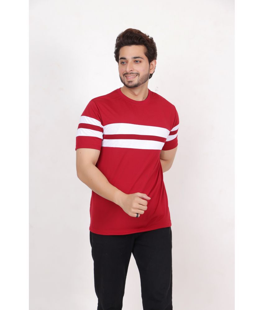     			RELANE Cotton Blend Regular Fit Colorblock Half Sleeves Men's T-Shirt - Red ( Pack of 1 )
