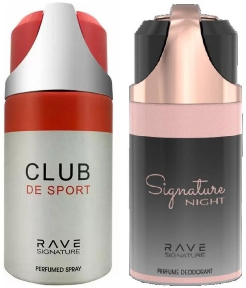     			Rave - CLUB DE SPORT , SIGNATURE NIGHT Deodorant Spray for Unisex 500 ml ( Pack of 2 )