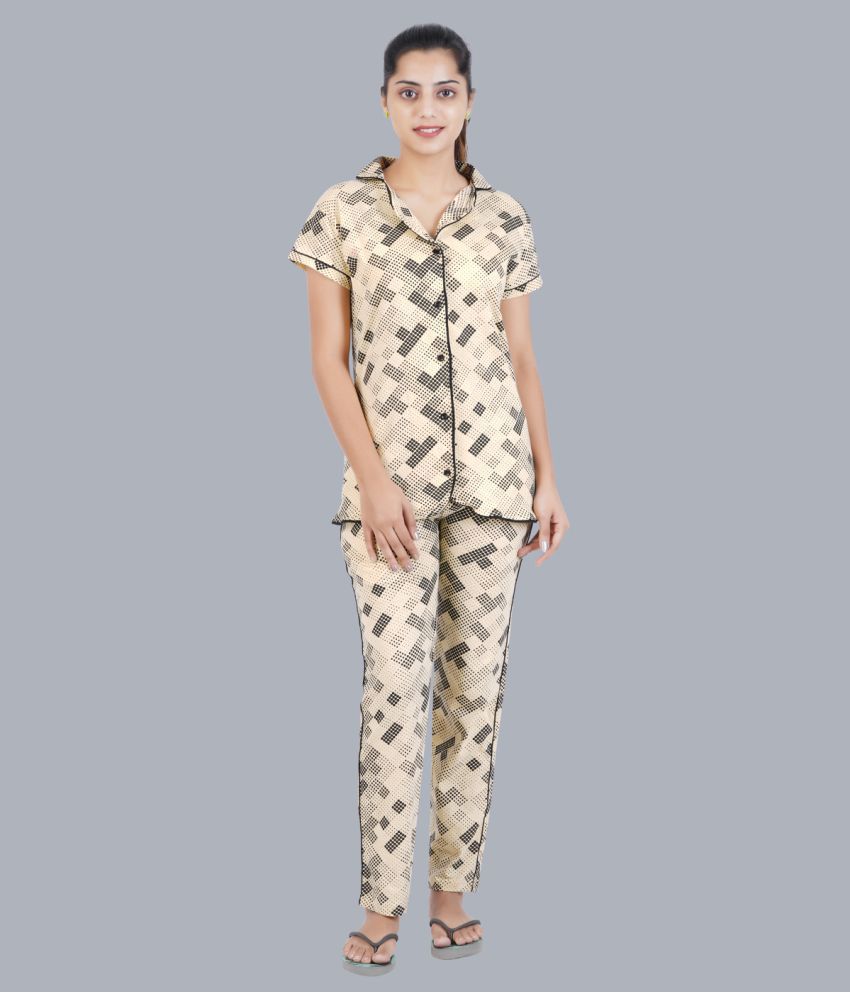     			Sathiyas - Beige Cotton Women's Nightwear Nightsuit Sets ( Pack of 1 )