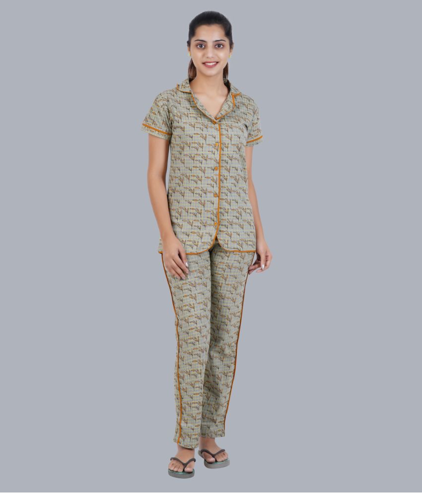     			Sathiyas - Green Cotton Women's Nightwear Nightsuit Sets ( Pack of 1 )
