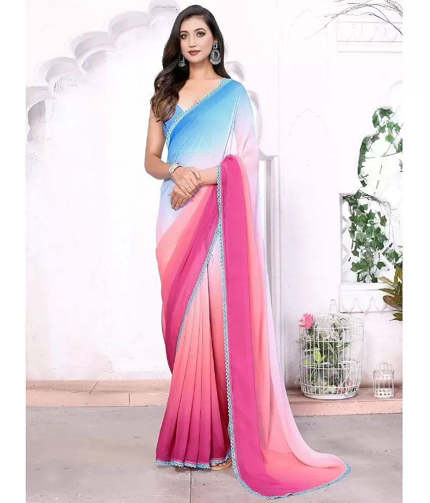 Buy Blue & Pink Sarees for Women by Florence Online | Ajio.com