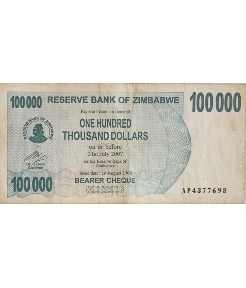     			Extremely Rare Zimbabwe 100000 One Hundered Thousand Dollars......Hard to Find
