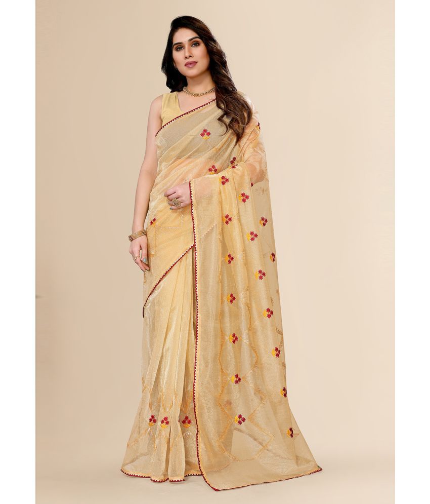     			FABMORA Cotton Printed Saree With Blouse Piece - Yellow ( Pack of 1 )