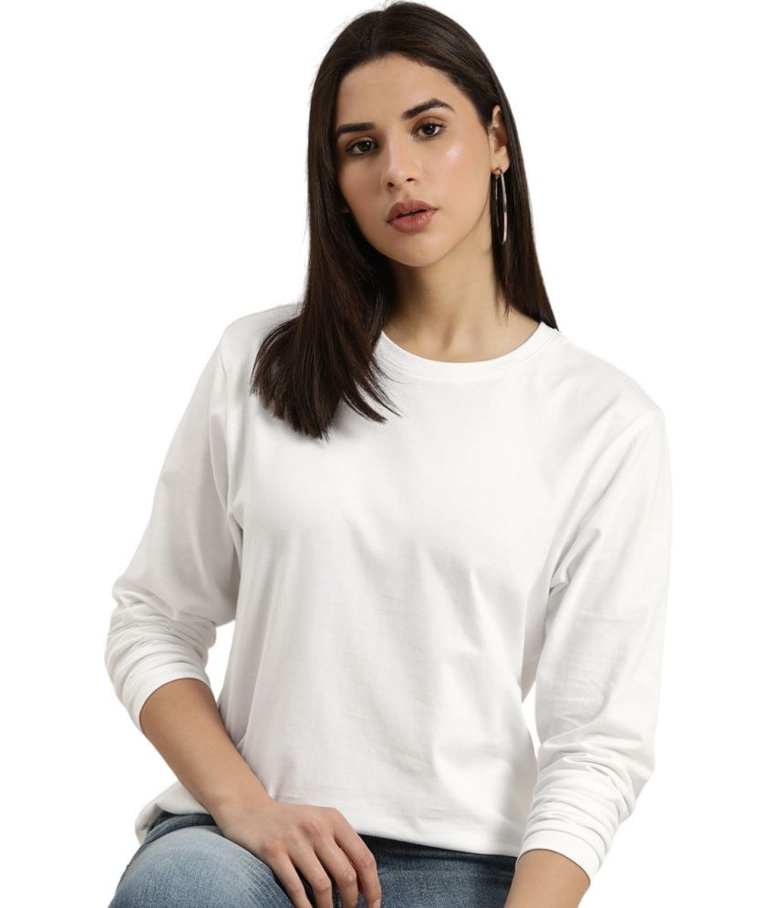     			PPTHEFASHIONHUB - White Cotton Blend Loose Fit Women's T-Shirt ( Pack of 1 )