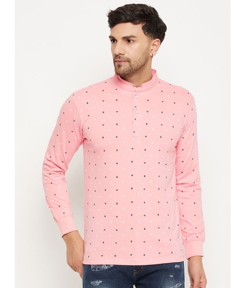     			Wild West Cotton Blend Regular Fit Printed Full Sleeves Men's Polo T Shirt - Pink ( Pack of 1 )