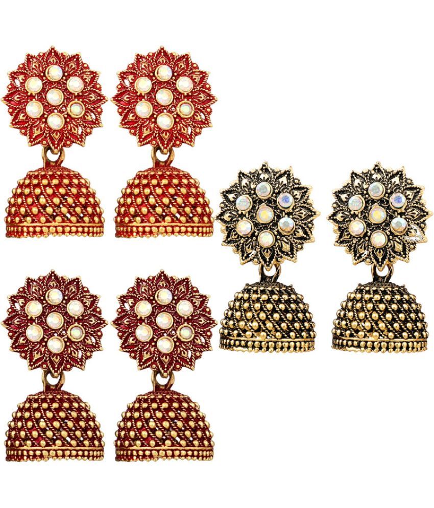     			FASHION FRILL - Multi Color Jhumki Earrings ( Pack of 3 )