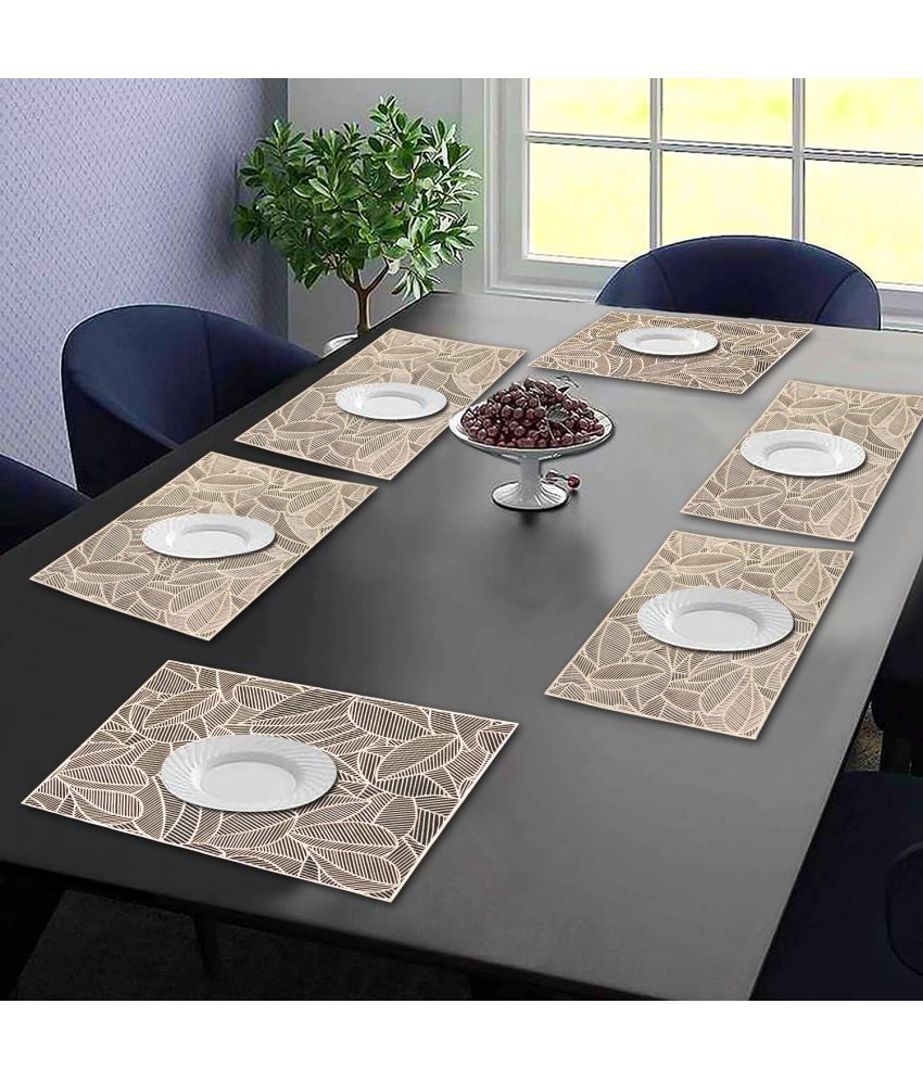     			PVC Abstract Printed Rectangle Table Mats ( 45 cm x 30 cm ) Pack of 6 - Gold