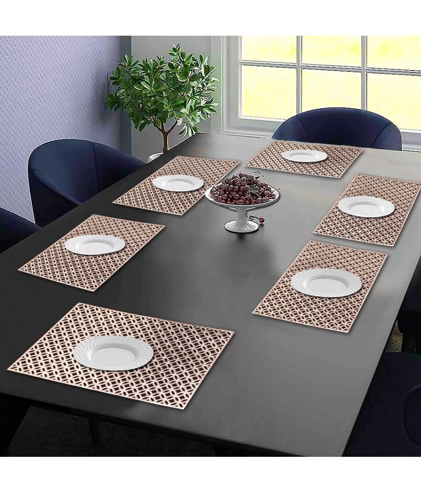     			PVC Abstract Printed Rectangle Table Mats ( 45 cm x 30 cm ) Pack of 6 - Gold