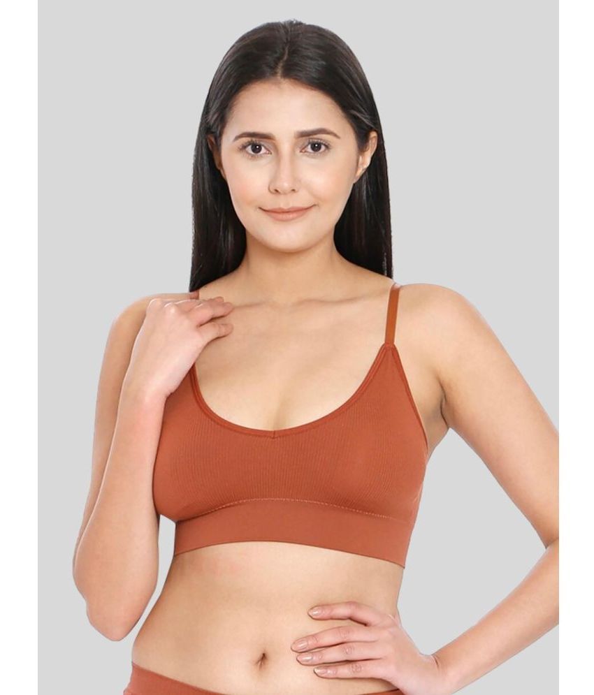     			ILRASO Satin Removable Padding Women's Plunge Bra ( Rust )