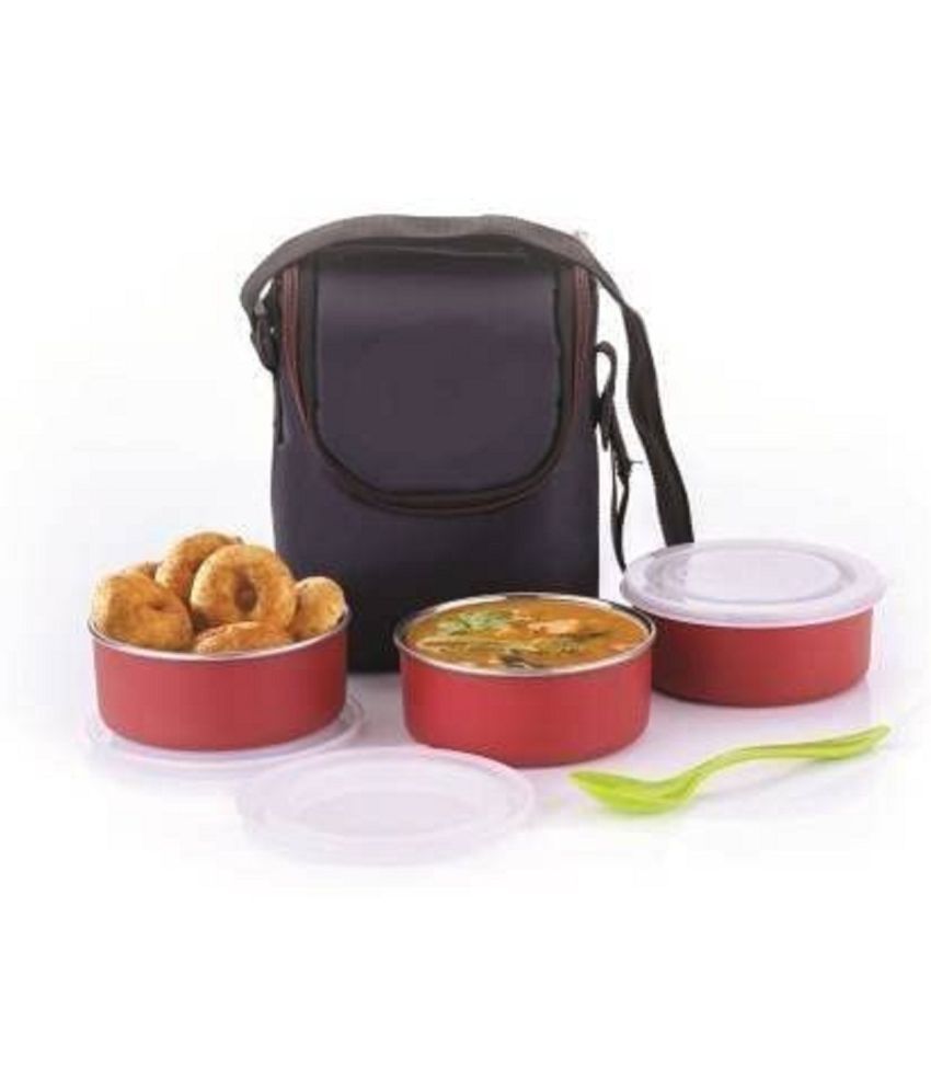     			Kkart Claasic Lunch Box Stainless Steel Lunch Box 3 - Container ( Pack of 1 )