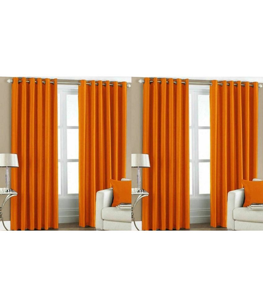     			N2C Home Solid Semi-Transparent Eyelet Curtain 7 ft ( Pack of 4 ) - Orange