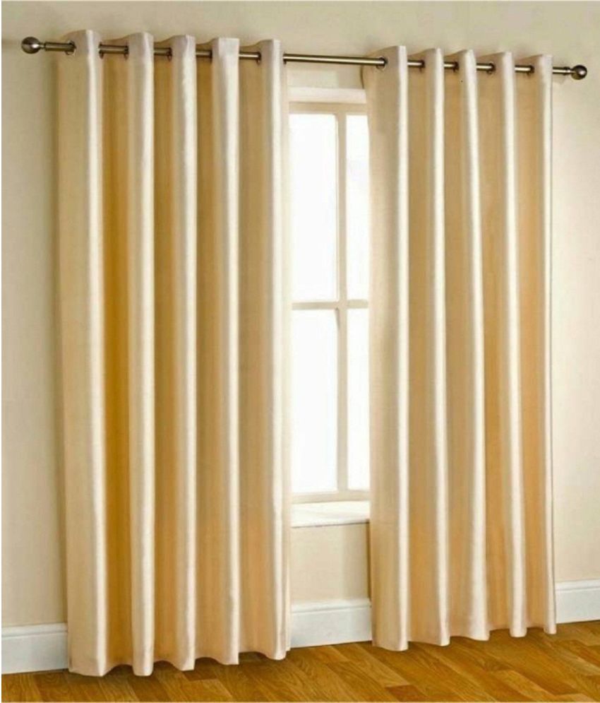     			N2C Home Solid Semi-Transparent Eyelet Curtain 9 ft ( Pack of 2 ) - Cream