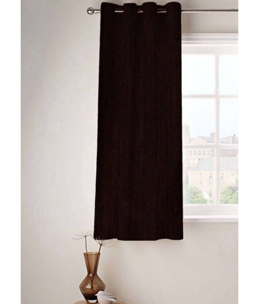     			N2C Home Solid Semi-Transparent Eyelet Curtain 5 ft ( Pack of 1 ) - Brown