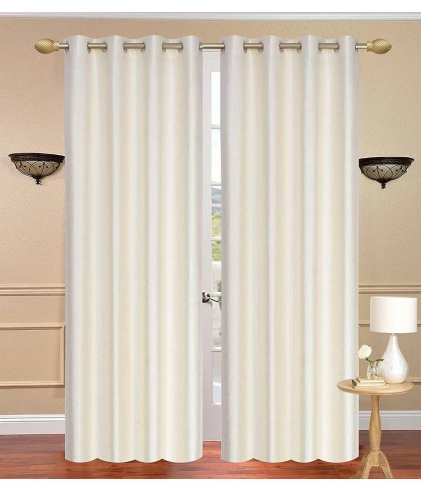     			N2C Home Solid Semi-Transparent Eyelet Curtain 7 ft ( Pack of 2 ) - Cream