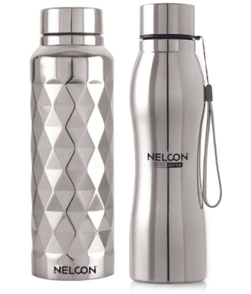     			Nelcon 2PCS_BETA GIFT SET_FROZEN AND HEXA Silver Fridge Water Bottle 1000ML mL ( Set of 2 )