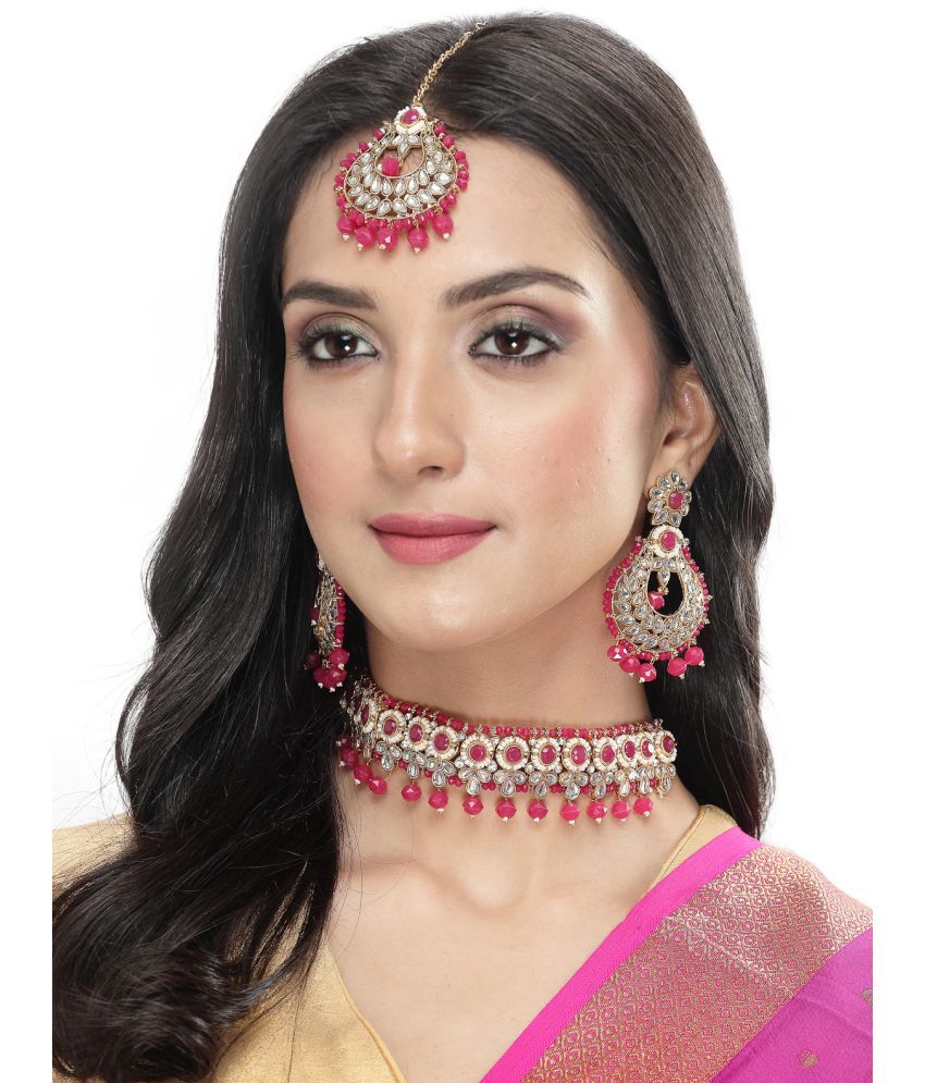     			Sukkhi Magenta Alloy Necklace Set ( Pack of 1 )