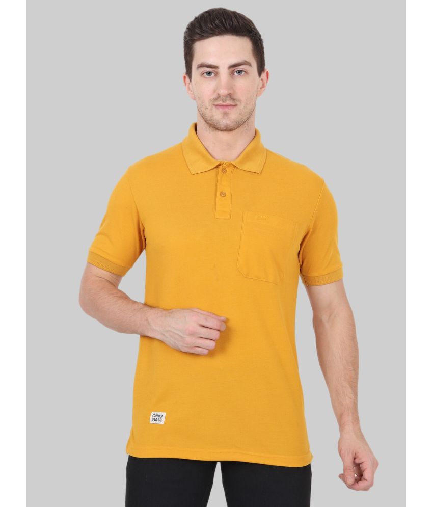     			xohy Cotton Blend Regular Fit Solid Half Sleeves Men's Polo T Shirt - Mustard ( Pack of 1 )