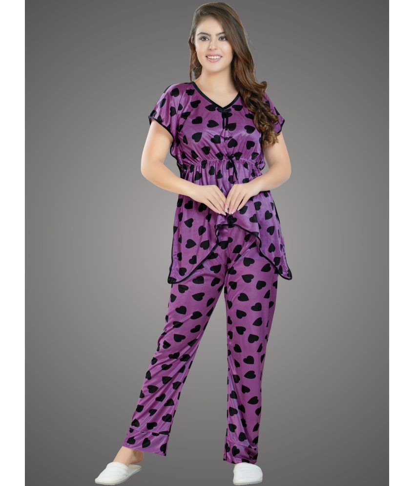     			BAILEY SELLS - Purple Satin Women's Nightwear Nightsuit Sets ( Pack of 2 )