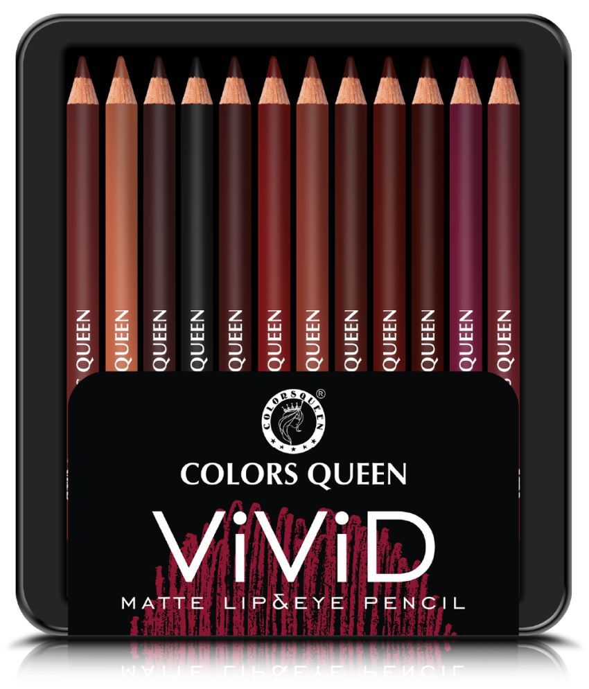     			Colors Queen Vivid Matte Eye & Lip Liner Pencil Set of 12 (1.5g x12) Multicolor A