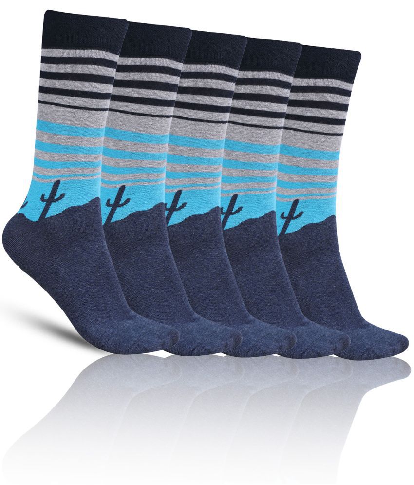     			Dollar - Cotton Men's Printed Blue Full Length Socks ( Pack of 5 )