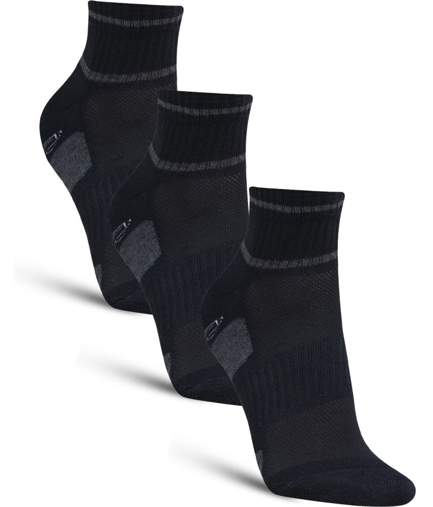     			Dollar - Cotton Men's Self Design Black Ankle Length Socks ( Pack of 3 )