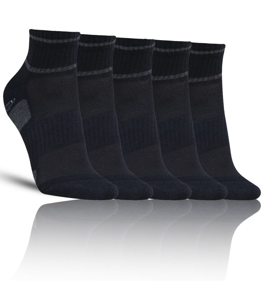     			Dollar - Cotton Men's Self Design Black Ankle Length Socks ( Pack of 5 )