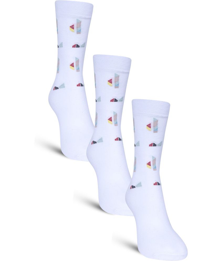     			Dollar - Cotton Men's Self Design White Full Length Socks ( Pack of 3 )