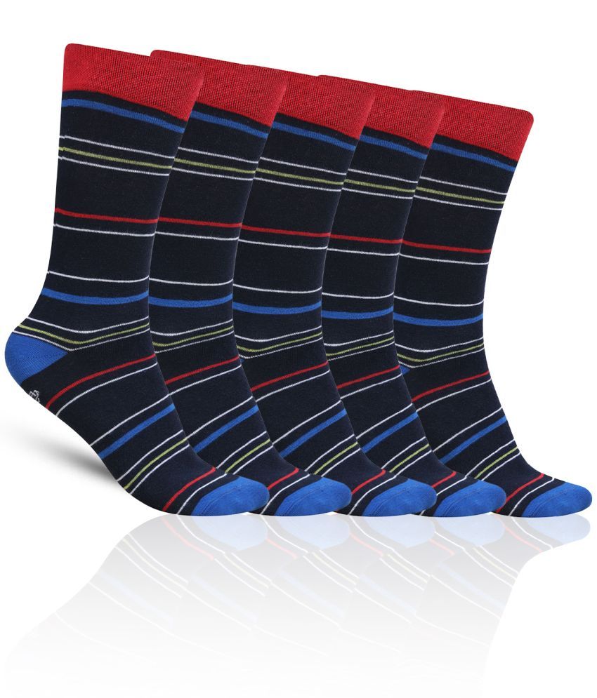     			Dollar - Cotton Men's Striped Red Full Length Socks ( Pack of 5 )