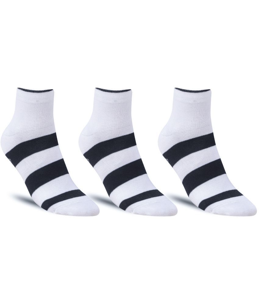     			Dollar - Cotton Men's Striped White Ankle Length Socks ( Pack of 3 )