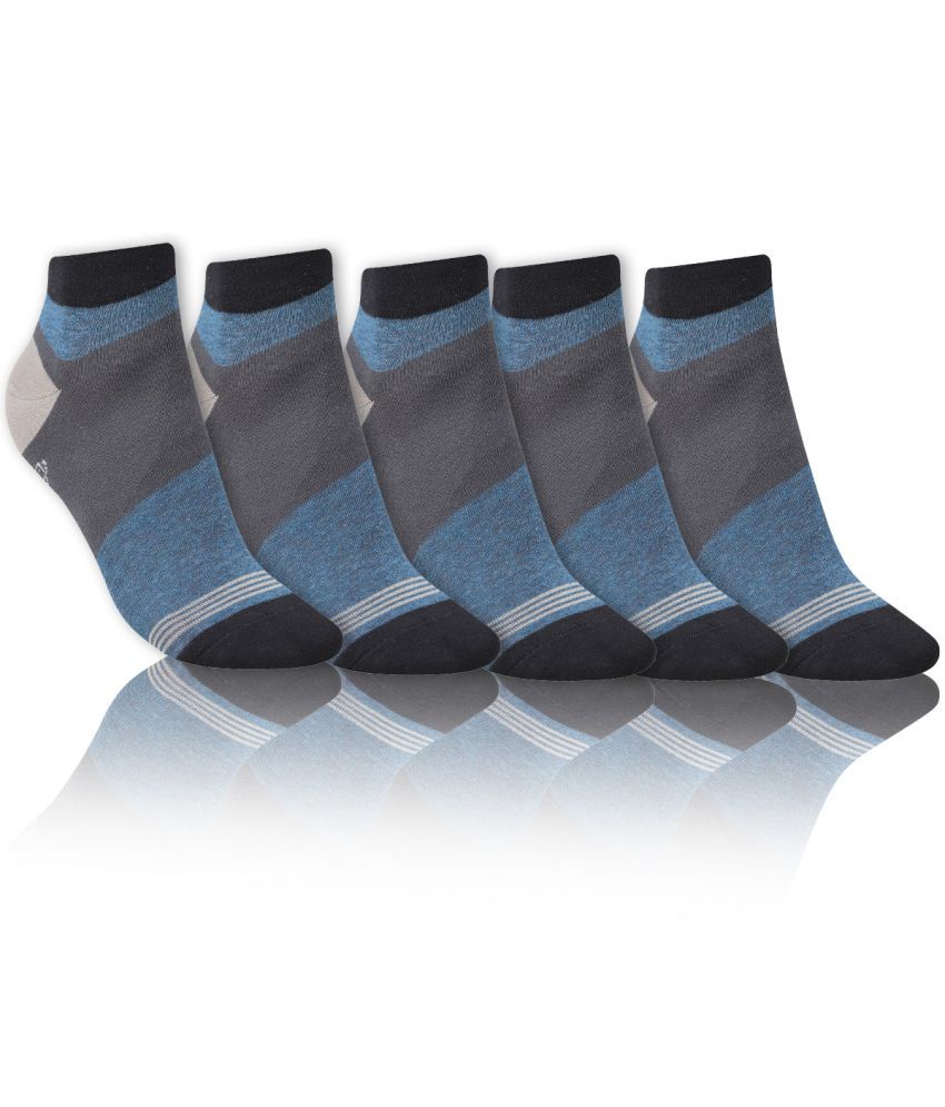     			Dollar - Cotton Men's Striped Light Grey Ankle Length Socks ( Pack of 5 )