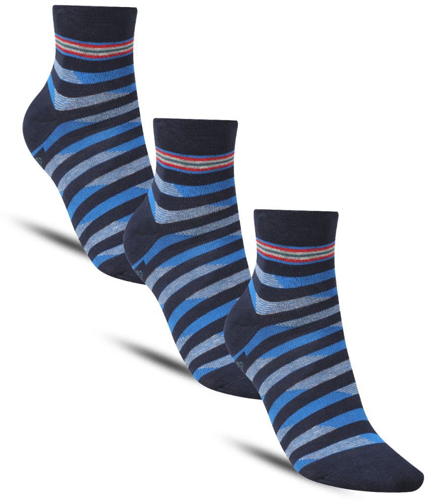     			Dollar - Cotton Men's Striped Blue Ankle Length Socks ( Pack of 3 )